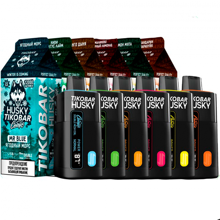 (М) Одноразовая электронная сигарета Tikobar x Husky 12000 - Клюква мята