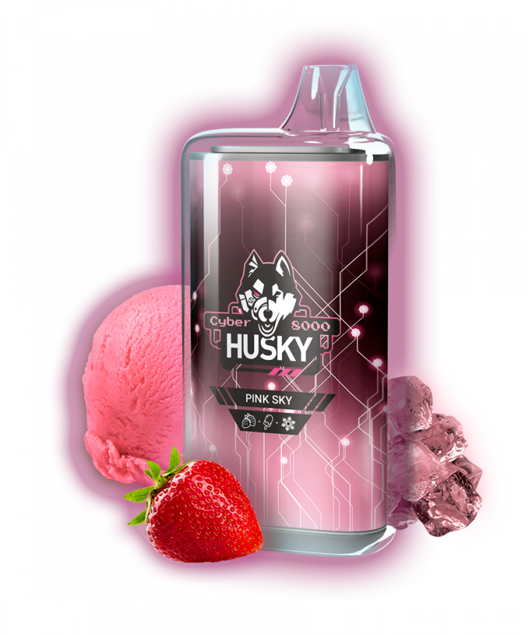 Одноразовая электронная сигарета Husky CYBER (8000) - PINK SKY (Клубничное мороженое , Лед)